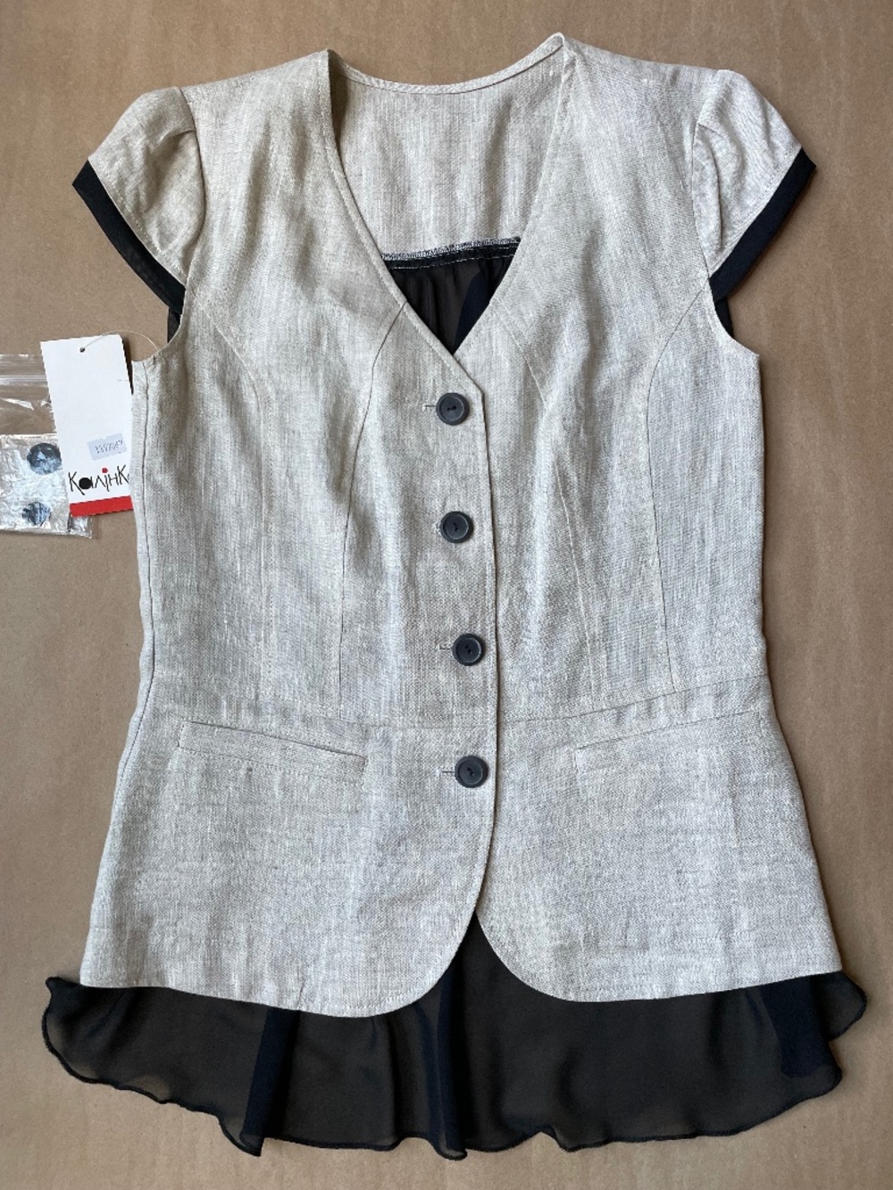 KALINKA Linen Chiffon BLAZER / JACKET Size: SMALL New SHIP FREE Made in BELARUS